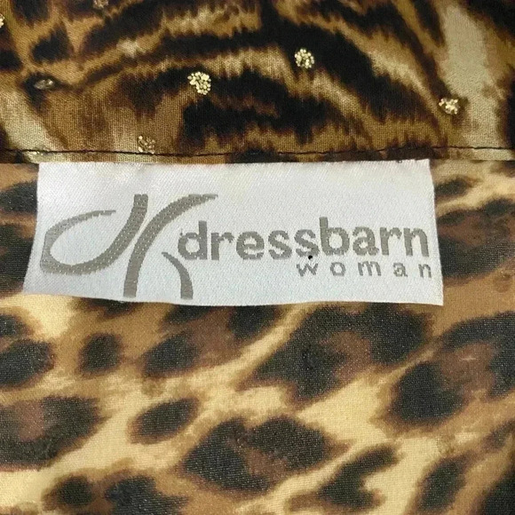 Dressbarn women  leopard 3/4 bell sleeves brown lightweight animal print blouse - Picture 2 of 9